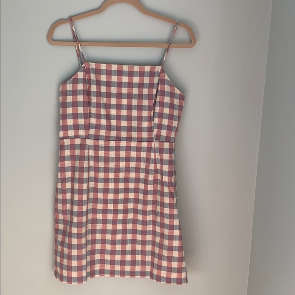 Pink and blue plaid dress